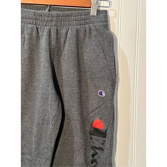 Champion Joggers Boys Medium Dark Gray With Logo Down Leg Athleisure KidsCore - Picture 4 of 5